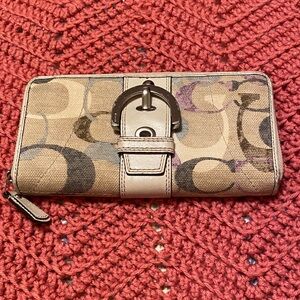 Designer Coach Canvas Wallet with Buckle